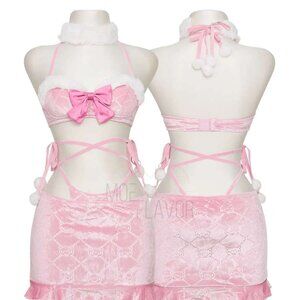 Moeflavor x Gloomy Bear Pink Pastel Velvet Winter Set